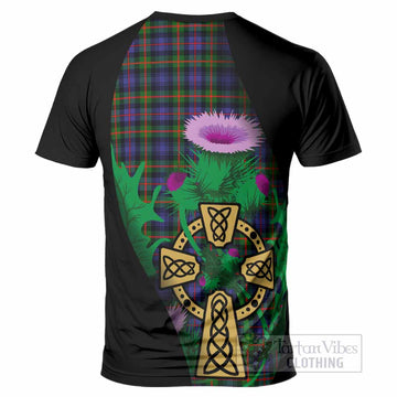 Fleming Tartan Crest T-Shirt Celtic Cross Thistle Flowers