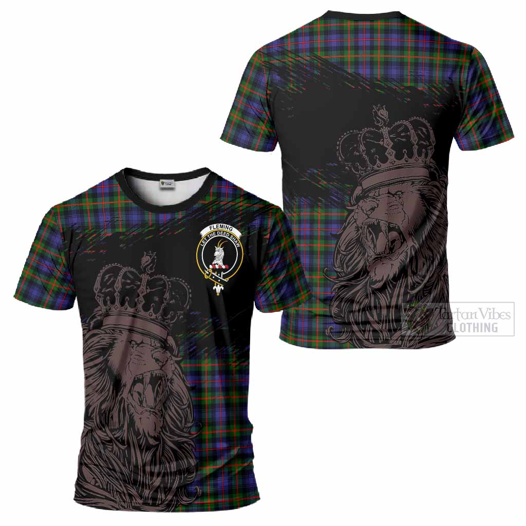Fleming Tartan Crest T-Shirt Crowned Lion Heritage Style
