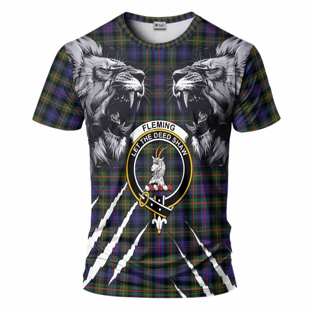 Fleming Tartan Crest T-Shirt Ferocious Lion Style