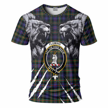 Fleming Tartan Crest T-Shirt Ferocious Lion Style