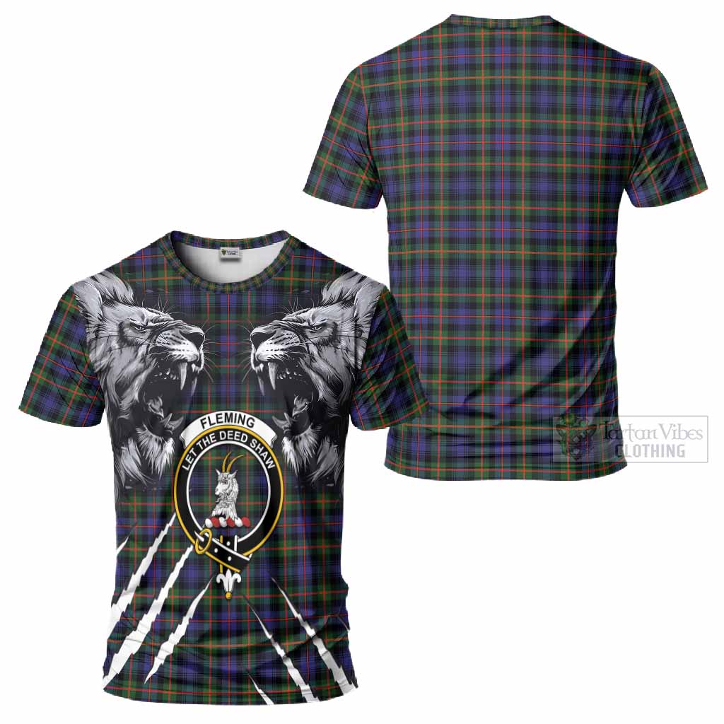 Fleming Tartan Crest T-Shirt Ferocious Lion Style