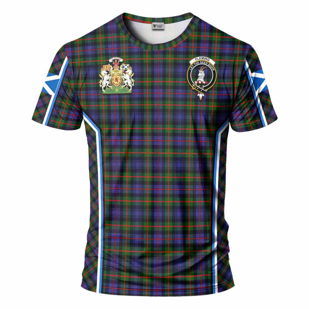 Fleming Tartan Crest T-shirt Scotland Coat of Arm Flag Style - Tartan Vibes Clothing