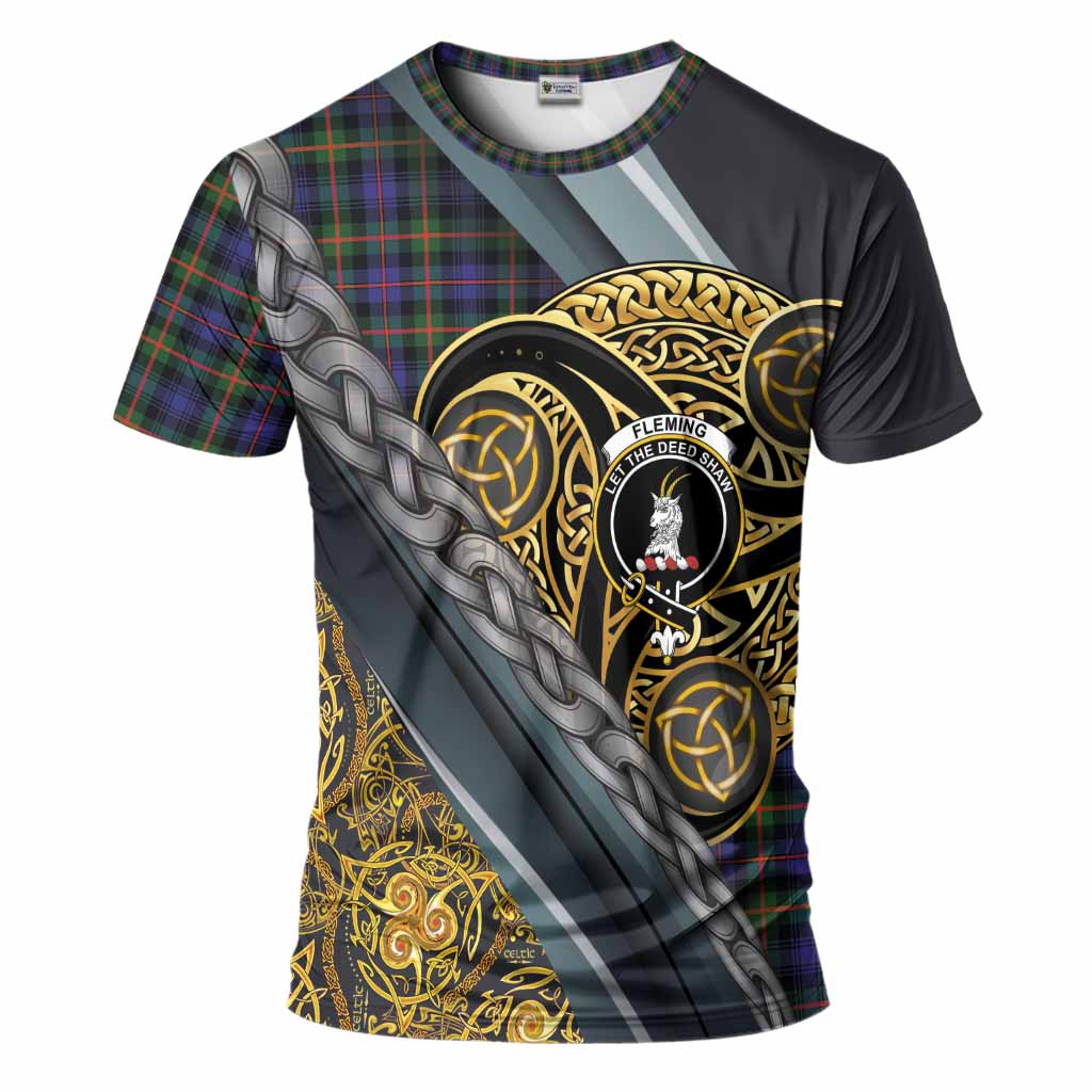 Fleming Tartan Crest T-Shirt Scottish Triskele Celtic