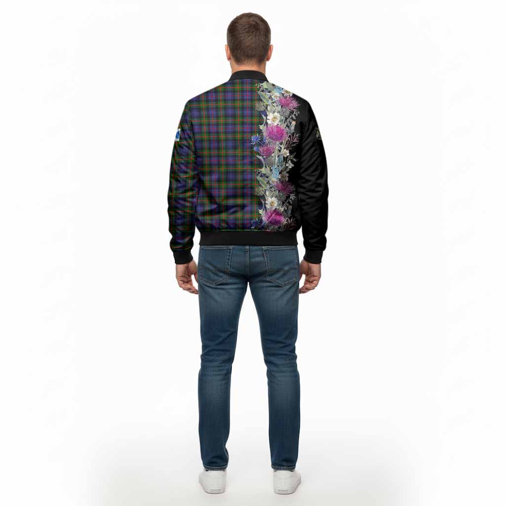 Fleming Tartan Crest Thistle Floral Bomber Jacket - Tartan Vibes Clothing