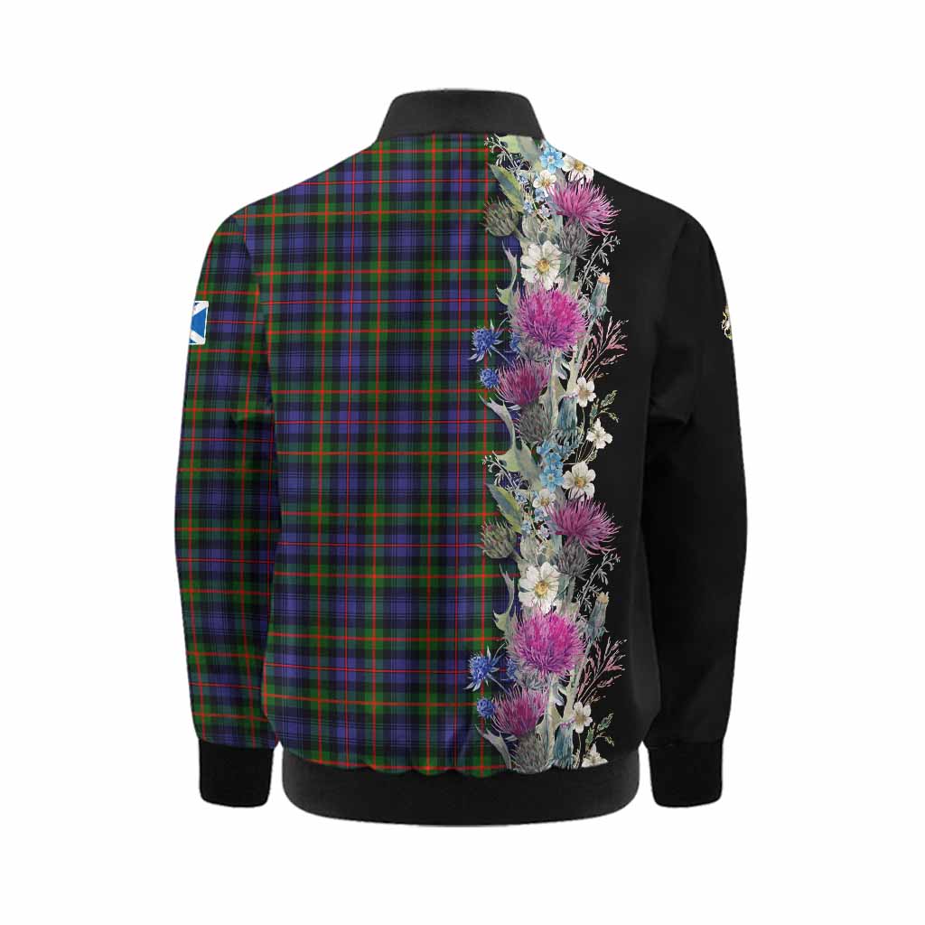 Fleming Tartan Crest Thistle Floral Kid Bomber Jacket Kid - Tartan Vibes Clothing