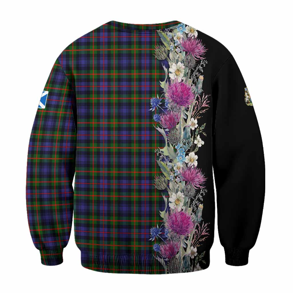 Fleming Tartan Crest Thistle Floral Sweatshirt - Tartan Vibes Clothing