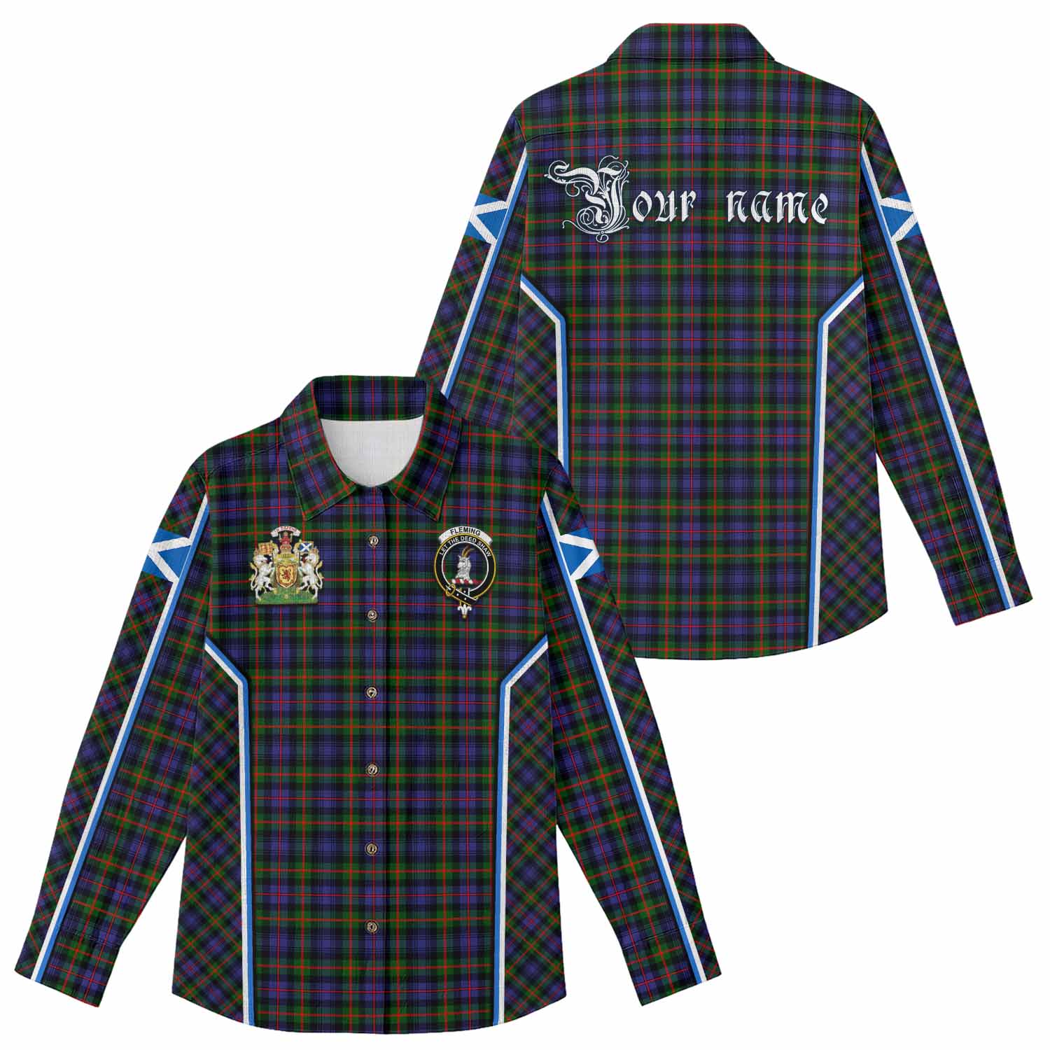 Fleming Tartan Crest Women Casual Shirt Scotland Coat of Arm Flag Style - Tartan Vibes Clothing