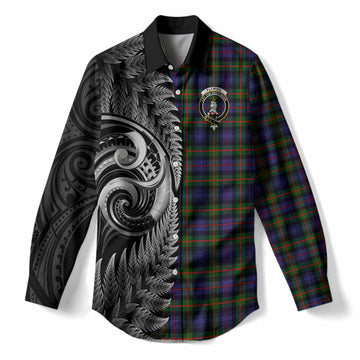 Fleming Tartan Crest Women Casual Shirt With New Zealand Silver Fern Maori Koru