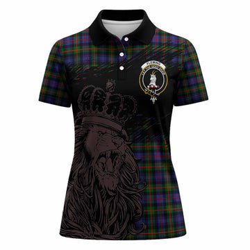 Fleming Tartan Crest Women Polo Shirt Crowned Lion Heritage Style