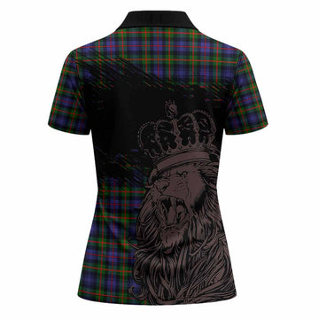 Fleming Tartan Crest Women Polo Shirt Crowned Lion Heritage Style