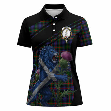 Fleming Tartan Crest Women Polo Shirt Scottish Lion Rampant Thistle