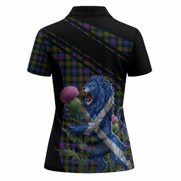 Fleming Tartan Crest Women Polo Shirt Scottish Lion Rampant Thistle