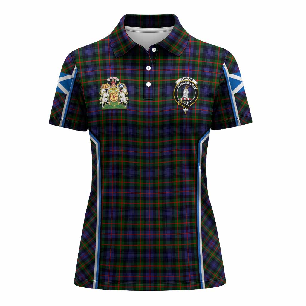 Fleming Tartan Crest Women's Polo Shirt Scotland Coat of Arm Flag Style - Tartan Vibes Clothing