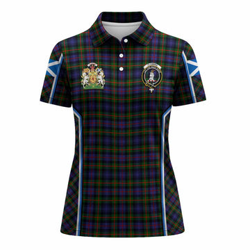 Fleming Tartan Crest Women's Polo Shirt Scotland Coat of Arm Flag Style