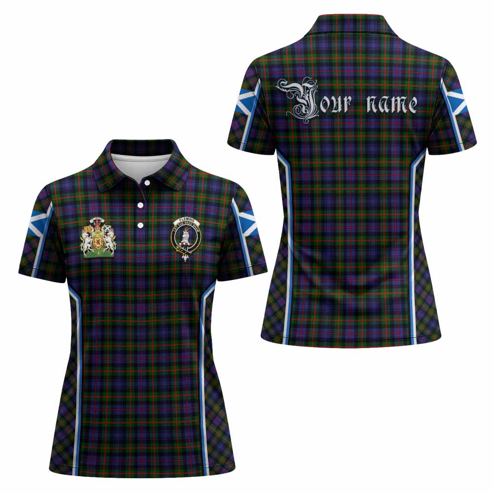 Fleming Tartan Crest Women's Polo Shirt Scotland Coat of Arm Flag Style - Tartan Vibes Clothing