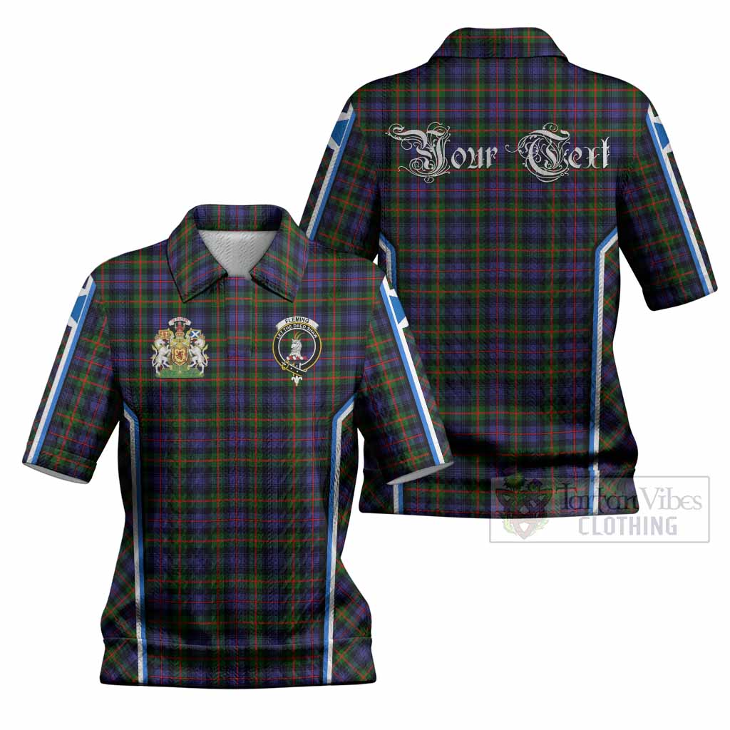 Fleming Tartan Crest Women’s Polo Sweater Top Scotland Coat of Arm Flag Style