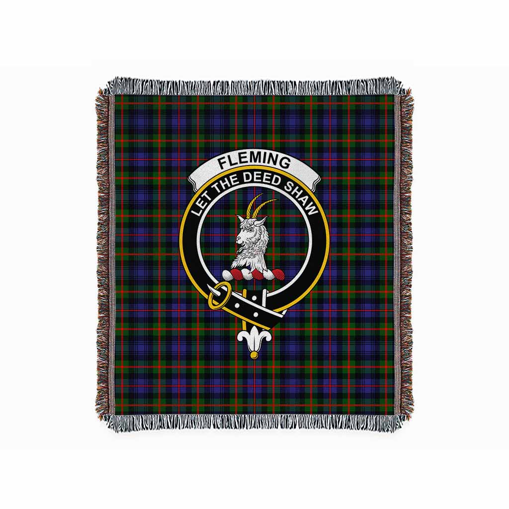 Fleming Tartan Crest Woven Blanket M 51 x 60 inches 130 x 150cm - Tartan Vibes Clothing