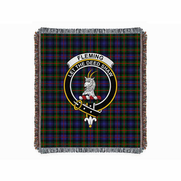 Fleming Tartan Crest Woven Blanket M 51 x 60 inches 130 x 150cm - Tartan Vibes Clothing
