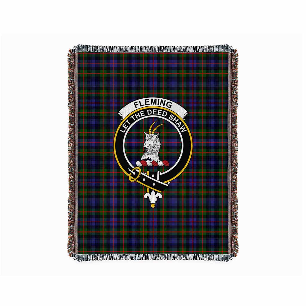 Fleming Tartan Crest Woven Blanket L 59 x 79 inches 150 x 200cm - Tartan Vibes Clothing