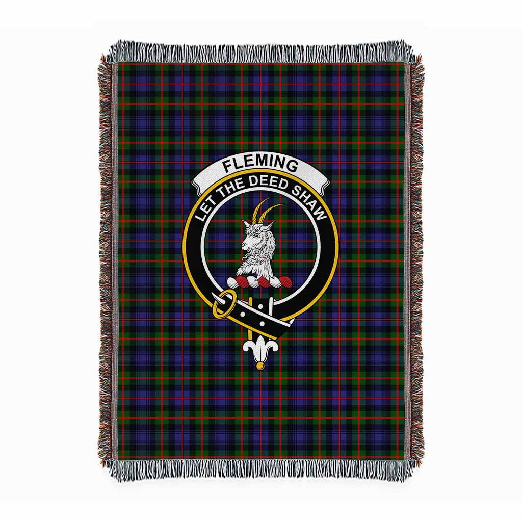 Fleming Tartan Crest Woven Blanket XL 63 x 87 inches 160 x 200cm - Tartan Vibes Clothing