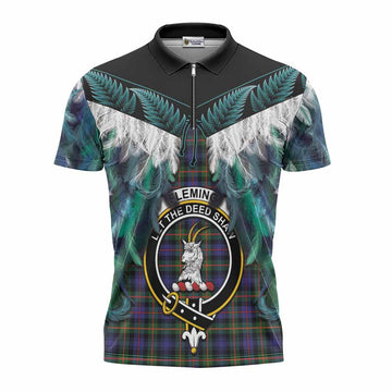 Fleming Tartan Crest Zipper Polo Shirt New Zealand Maori Korowai Cloak