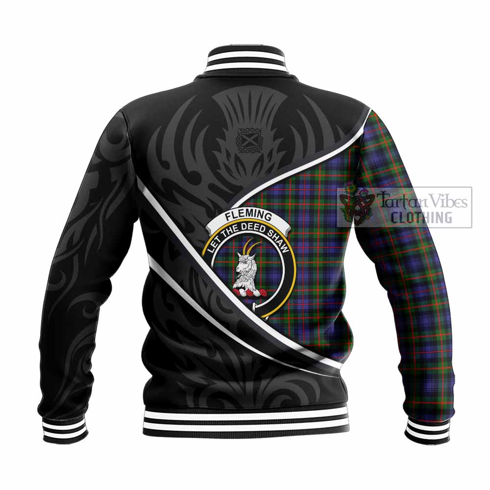 Fleming Tartan Family Crest Baseball Jacket Celtic Scottish Thistle Floral - Tartan Vibes Clothing