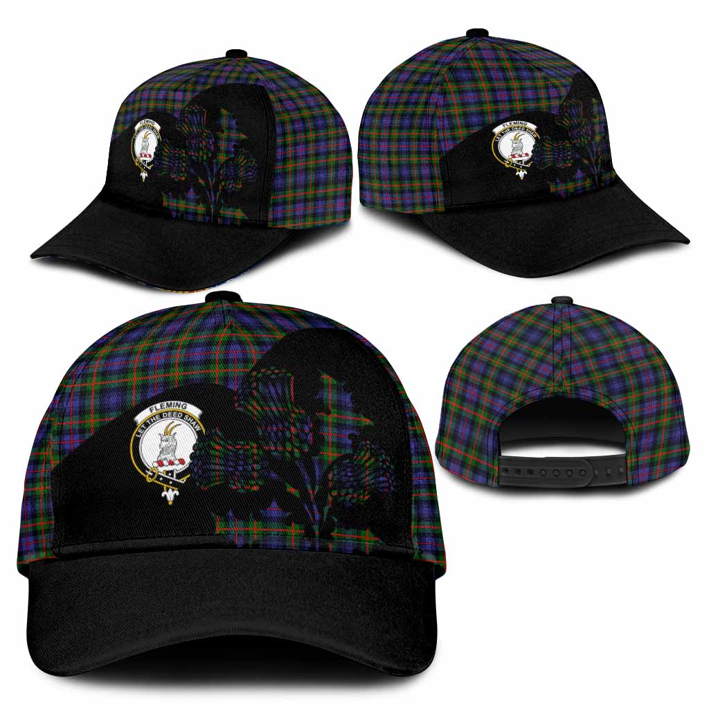 Fleming Tartan Family Crest Classic Cap Scotland Thistle Floral Flag Style