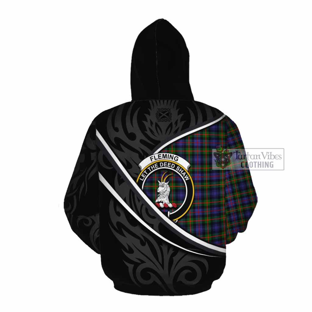 Fleming Tartan Family Crest Cotton Hoodie Celtic Scottish Thistle Floral - Tartan Vibes Clothing