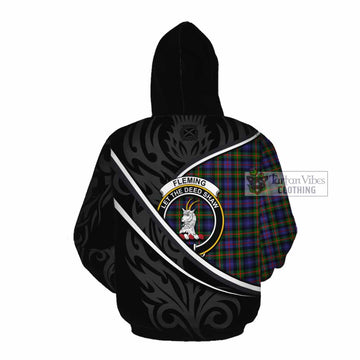 Fleming Tartan Family Crest Cotton Hoodie Celtic Scottish Thistle Floral