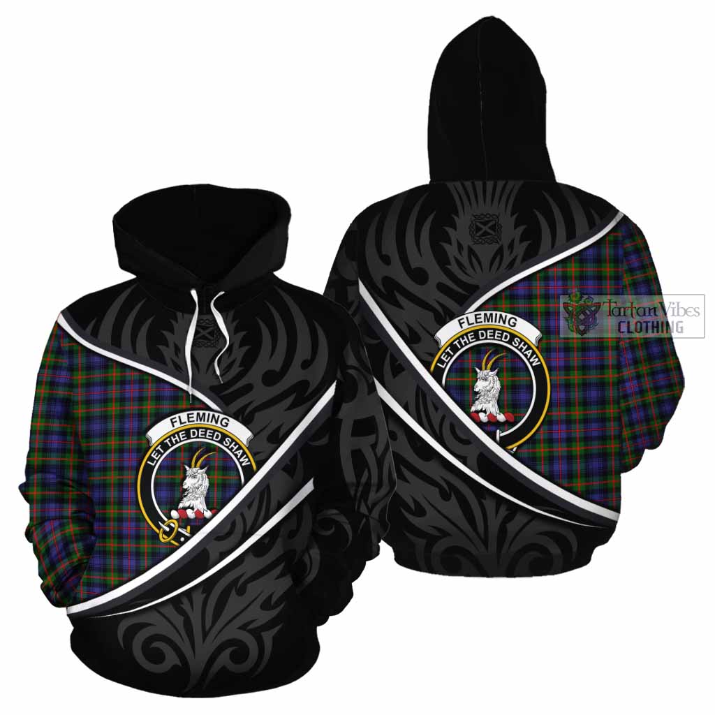 Fleming Tartan Family Crest Cotton Hoodie Celtic Scottish Thistle Floral - Tartan Vibes Clothing