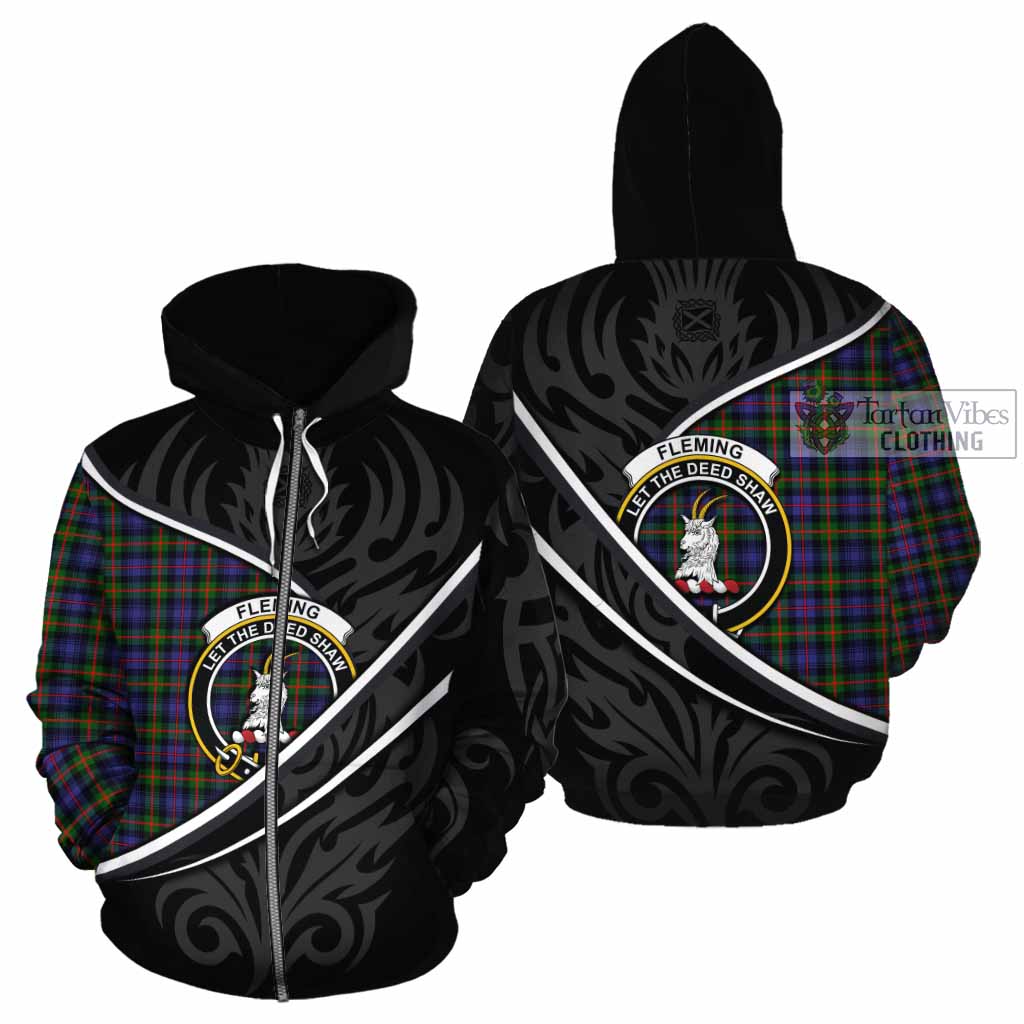 Fleming Tartan Family Crest Cotton Hoodie Celtic Scottish Thistle Floral - Tartan Vibes Clothing