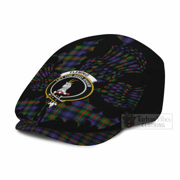 Fleming Tartan Family Crest Flat Cap, Jeff Cap Scotland Thistle Floral
