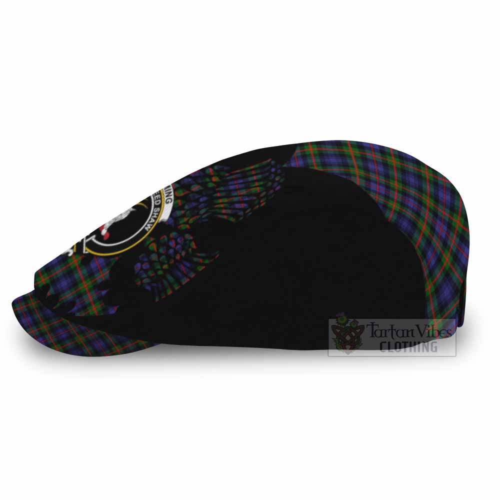 Fleming Tartan Family Crest Flat Cap, Jeff Cap Scotland Thistle Floral