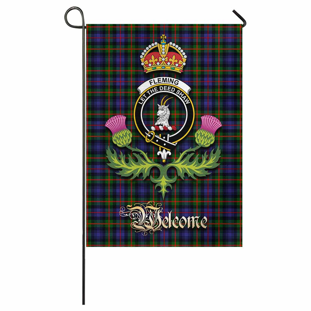 Fleming Tartan Family Crest Garden Flag Royal Thistle Welcome Style - Tartan Vibes Clothing