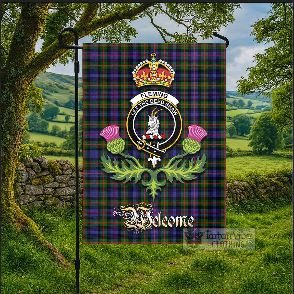 Fleming Tartan Family Crest Garden Flag Royal Thistle Welcome Style - Tartan Vibes Clothing