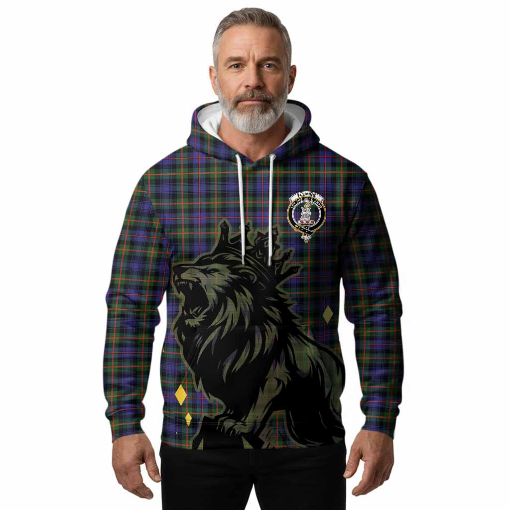 Fleming Tartan Family Crest Hoodie Crowned Lion Roaring