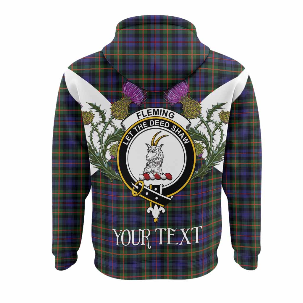 Fleming Tartan Family Crest Hoodie Scottish Burns Night Thistle Floral