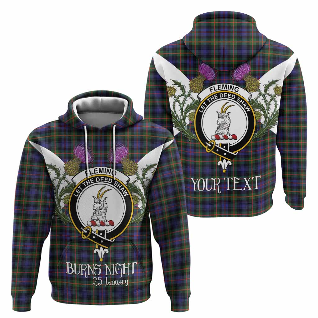 Fleming Tartan Family Crest Hoodie Scottish Burns Night Thistle Floral