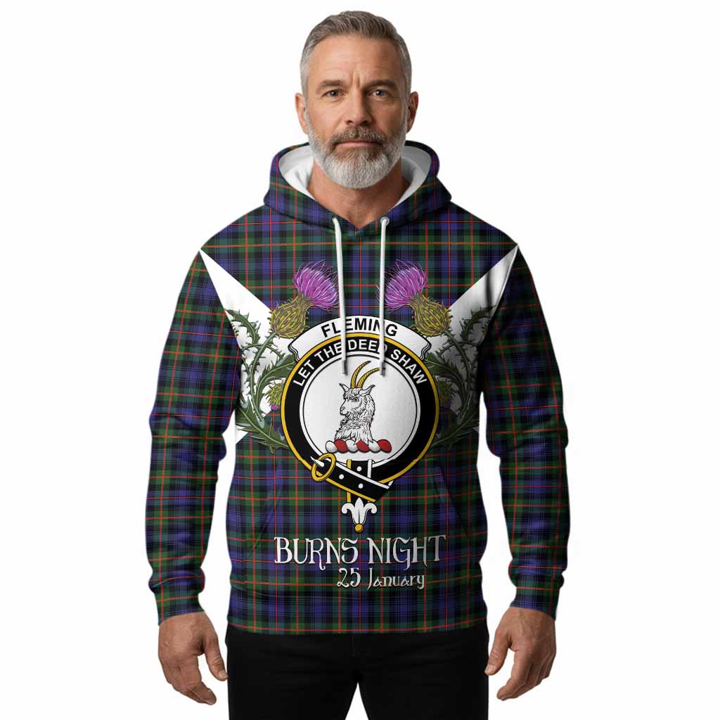 Fleming Tartan Family Crest Hoodie Scottish Burns Night Thistle Floral