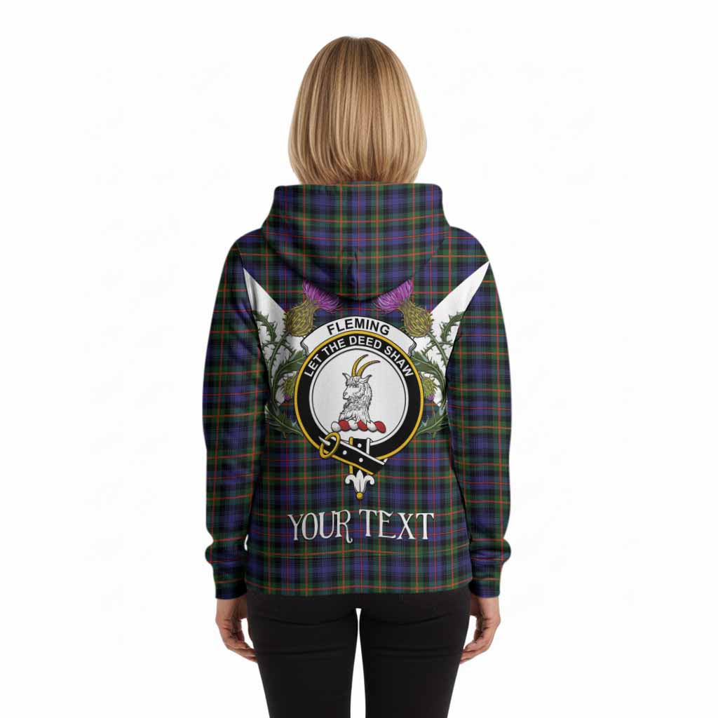 Fleming Tartan Family Crest Hoodie Scottish Burns Night Thistle Floral