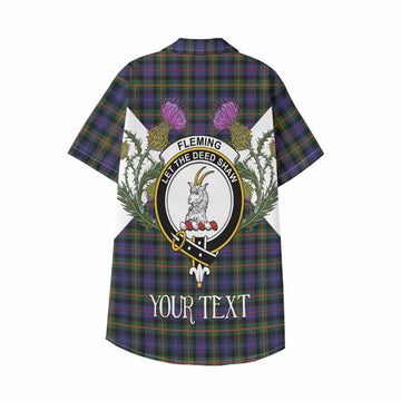 Fleming Tartan Family Crest Kid Hawaiian Shirt Scottish Burns Night Thistle Floral