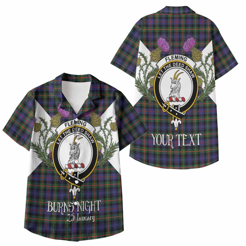 Fleming Tartan Family Crest Kid Hawaiian Shirt Scottish Burns Night Thistle Floral