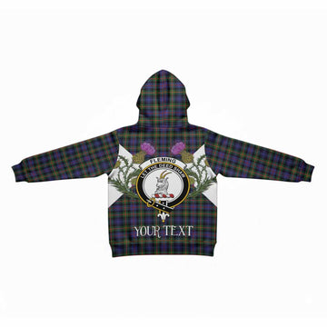 Fleming Tartan Family Crest Kid Hoodie Scottish Burns Night Thistle Floral