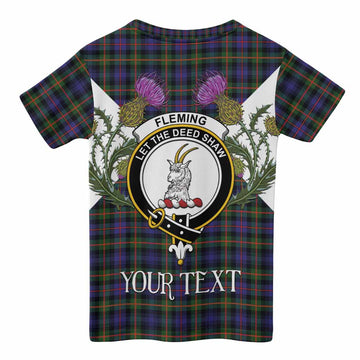 Fleming Tartan Family Crest Kid T-shirt Scottish Burns Night Thistle Floral