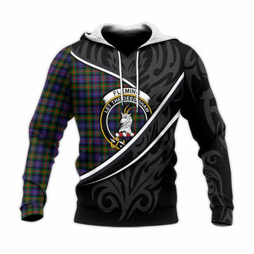Fleming Tartan Family Crest Knitted Hoodie Celtic Scottish Thistle Floral