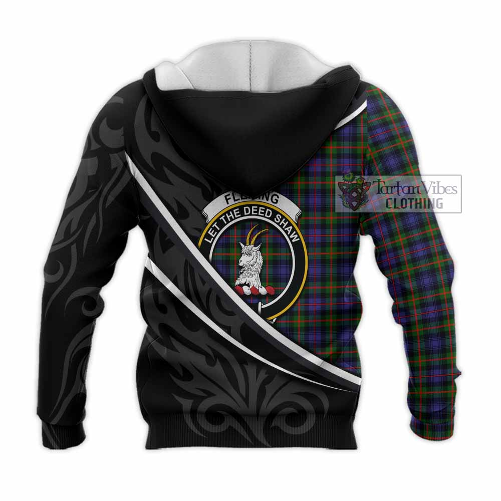 Fleming Tartan Family Crest Knitted Hoodie Celtic Scottish Thistle Floral - Tartan Vibes Clothing