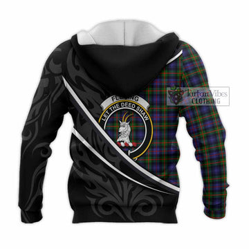 Fleming Tartan Family Crest Knitted Hoodie Celtic Scottish Thistle Floral