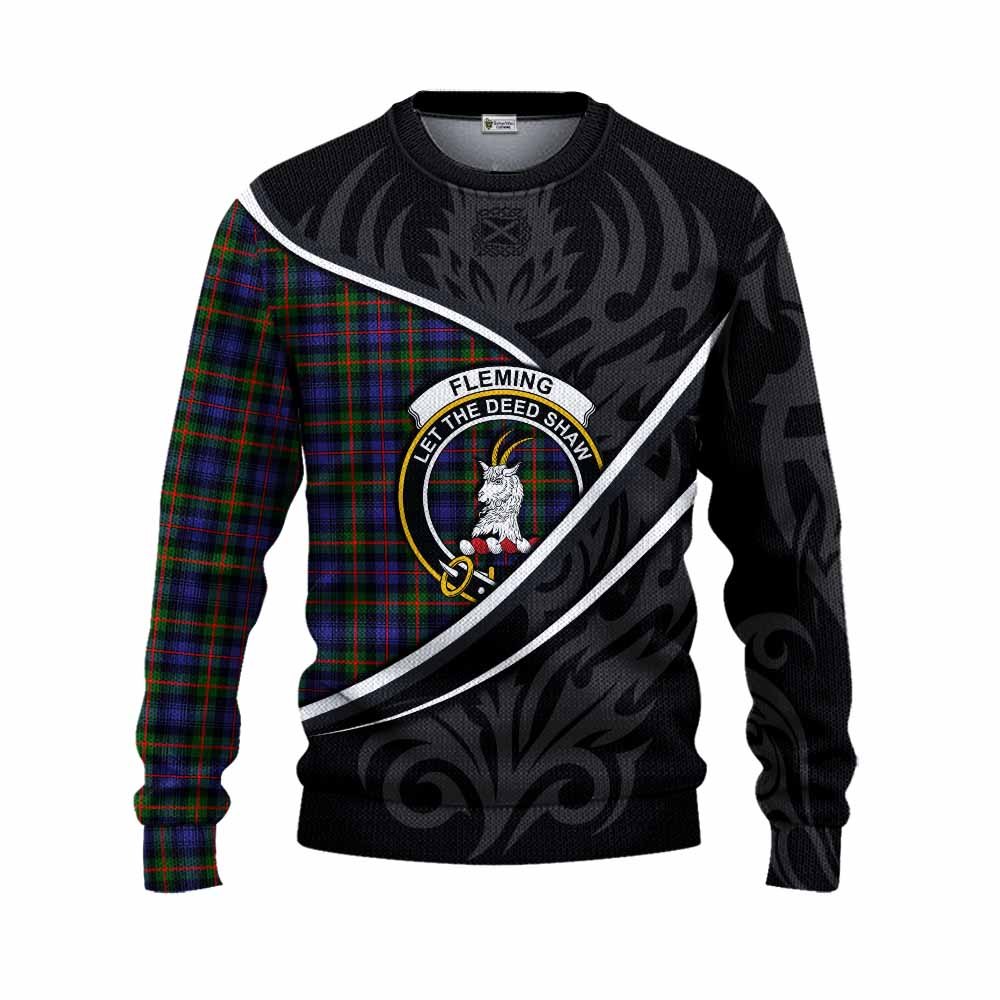 Fleming Tartan Family Crest Knitted Sweater Celtic Scottish Thistle Floral - Tartan Vibes Clothing