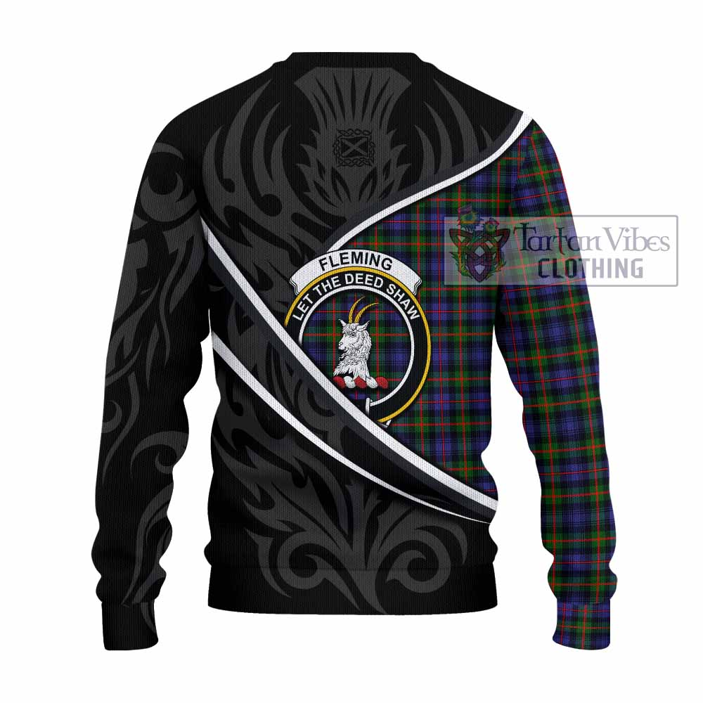 Fleming Tartan Family Crest Knitted Sweater Celtic Scottish Thistle Floral - Tartan Vibes Clothing
