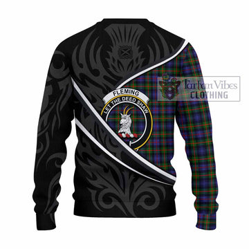 Fleming Tartan Family Crest Knitted Sweater Celtic Scottish Thistle Floral - Tartan Vibes Clothing